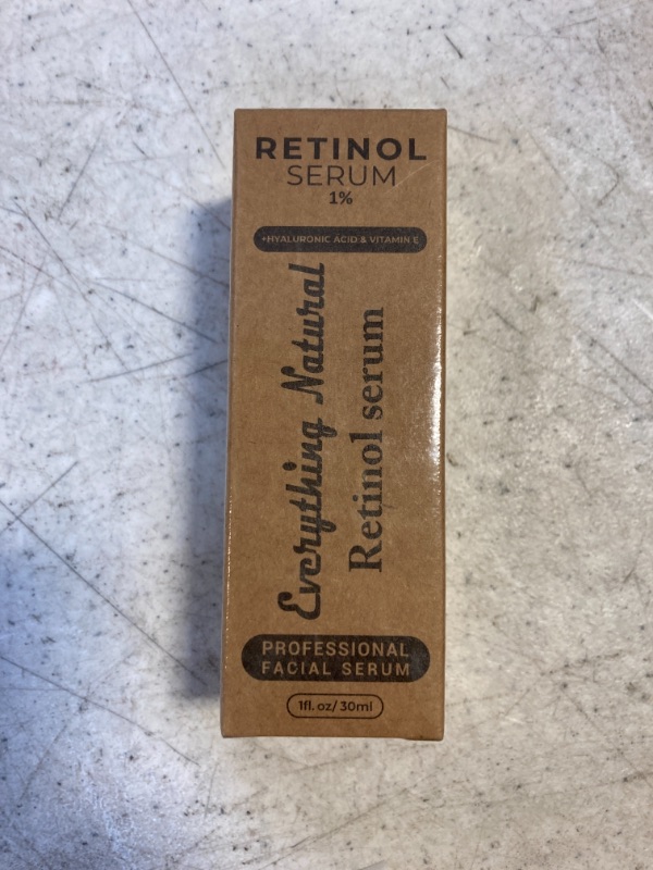 Photo 1 of Retinol Serum by Everything Natural - 1% Retinol Serum with Hyaluronic acid and Vitamin E and Organic Aloe - Boost Collagen, Reduce Fine Lines, Wrinkles & Dark Spots - Anti-Aging Serum (30ml), EXP 01/2024
