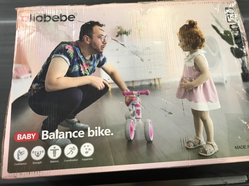 Photo 2 of allobebe Baby Balance Bike, Cute Toddler Bikes 12-36 Months Gifts for 1 Year Old Girl Bike to Train Baby from Standing to Walking with Adjustable Seat Silent & Soft 3 Wheels light rose
