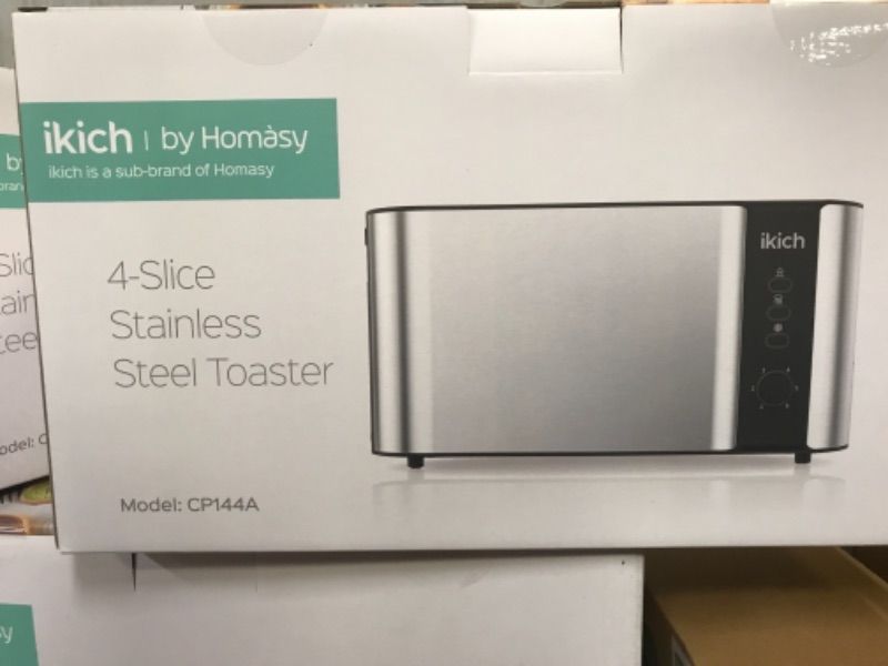 Photo 1 of  4 Slice, Toaster 2 Long Slot Stainless Steel, Warming Rack, 6 Browning Settings, Defrost/Reheat/Cancel, Removable Crumb Tray, 1300W