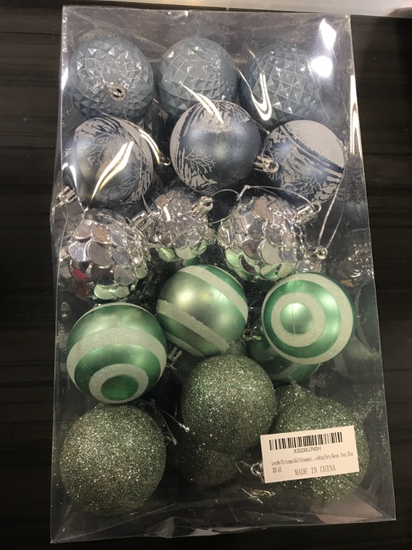 Photo 2 of 30Pcs Blue Christmas Balls Ornaments for Christmas Tree, 6cm/2.37" Shatterproof Painting & Glittering Plastic Hanging Decorations Balls Baubles Set for Holiday Wedding Party Decor