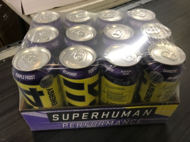 Photo 2 of C4 Energy Carbonated Zero Sugar Energy Drink, Pre Workout Drink + Beta Alanine, Purple Frost, 16 Fl Oz (Pack of 12) Purple Frost 16 Fl Oz (Pack of 12)