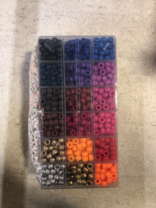 Photo 3 of 2000 pcs Pony Beads kit in 2 Grid containers, Includes 1600 pcs Pony Beads + 400 pcs Alphabet Beads, Beads for Jewelry Making, Beads, Hair Beads, Beads for Crafts, Kandi Beads…
