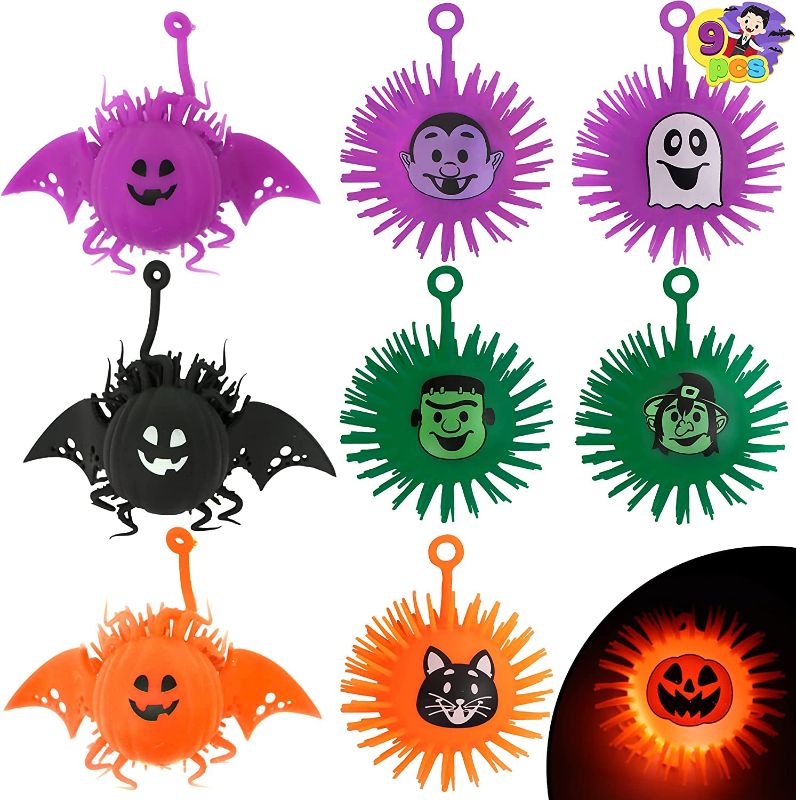 Photo 1 of JOYIN 9 PCS Halloween LED Puffer Balls Includes Ghost Pumpkin Bulk Stress Relief Toys for Kids Glow in The Dark Ghost, Goodies Bag Fillers, Halloween Party Favor
