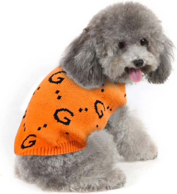 Photo 1 of   Turtleneck Dog Sweaters Knitwear with G Pattern? Warm Pet Sweater for Fall Winter
