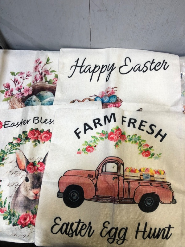 Photo 3 of AHONEY Happy Easter Throw Pillow Covers Cotton Linen, Spring Rabbit Egg Throw Cushion Cover Pillowcase with Hidden Zipper for Home Car Holiday Decor, 18 x 18 Inches
PACK OF 2 