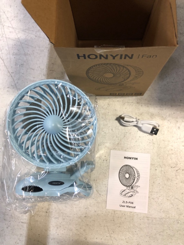 Photo 3 of HONYIN 5000mAh Rechargeable Battery Operated Clip on Fan, 6'' CVT Small Desk Fan with Sturdy Clamp, Quiet Operation, Little Personal Cooling Fan for Bedroom Stroller Office Treadmill
