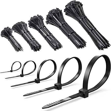 Photo 1 of Zip Ties/Cable Zip/Black zip ties/Zip ties heavy duty Thickening,500 PCS Self-Locking Cable Zip Ties 4"+6"+8"+10"+12"-Inch Nylon Cable Ties,Perfect for Home,Office,Garage,Workshop and Outdoor-(Black)
