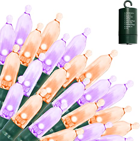 Photo 1 of Joiedomi 67.3 Halloween LED String Lights, 200 Counts of Orange & Purple Green Wire String Lights with 6 Hr Timer Battery Operated 8 Modes for Indoor and Outdoor Party, Holiday Halloween Decoration
