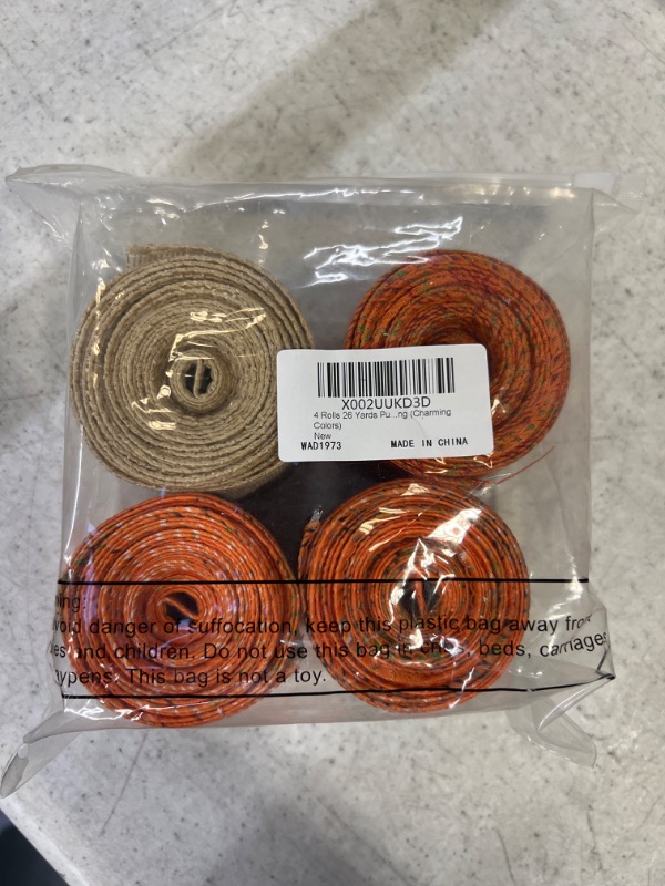 Photo 2 of 4 Rolls 26 Yards Pumpkin Pattern Ribbons Gingham Check Pumpkin Ribbon Wired Edge Ribbon Decorative Craft Ribbons for Wrapping Autumn Pumpkin Fall Decorations, Hair Bows Sewing