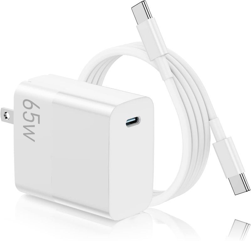 Photo 1 of USB C Fast Charger Set Foldable Plug,65W GaN II PD 3.0(PPS) Quick Charger Block Adapter with 10ft USB Type C to C Charger Cable for MacBook Air/Pro, iPad Air/Pro, Dell XPS 13, More Laptop