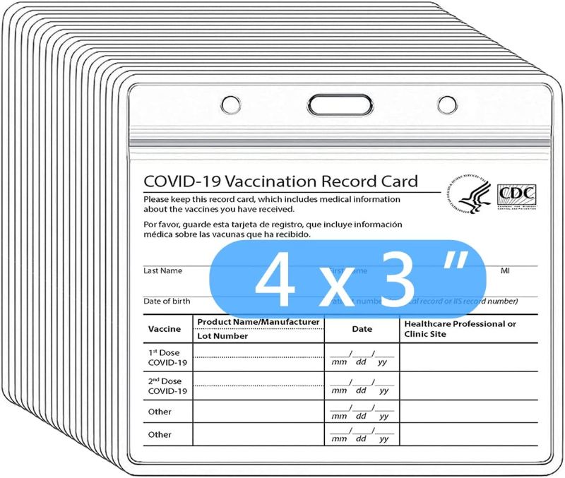 Photo 1 of 5 Pack CDC Vaccination Card Holder Immunization Record Vaccine Card Protector 3x4 Sleeve Covid Shot Card Protector Cover Clear Vinyl Plastic Sleeve with Waterproof Resealable Zip***PACK OF 10