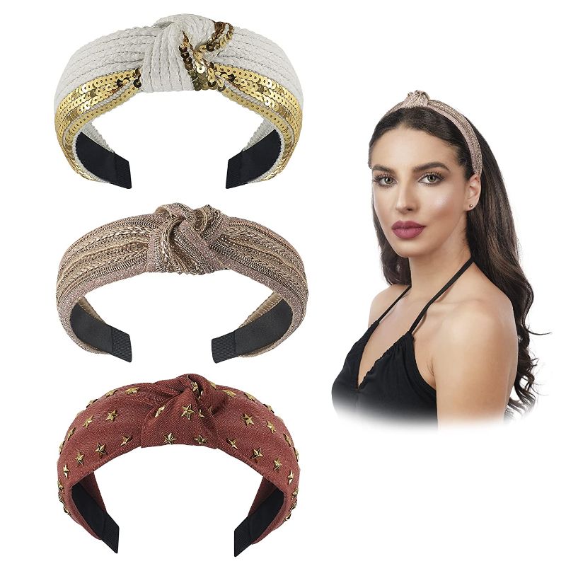 Photo 1 of A&R Knotted Headband for Women - Fashion Top Knot Wide Headbands with Jeweled, Rhinestone and Sequins Designs (3 Style Pack)
-FACTORY SEALED BOX-