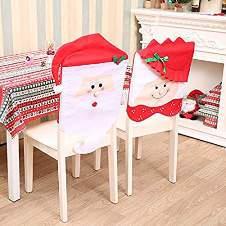 Photo 1 of 1 Pair Christmas Chair Covers Slipcovers, Mr & Mrs Santa Claus Hat Christmas Chair Back Covers for Xmas Decoration Home Kitchen Décor
-FACTORY SEALED PACKAGE-