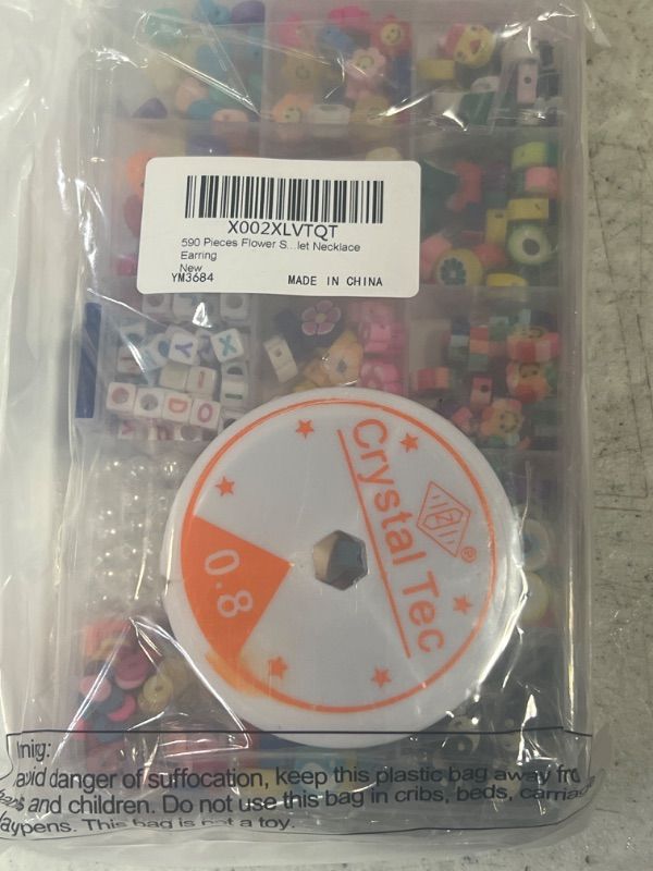 Photo 1 of 590 Pieces Fruit Flower Polymer Clay Beads 15 Styles Trendy Cute Smile Bead Charms for Women Girls DIY Handmade Jewelry Making Bracelets Earring Necklace Back to School Supplies
