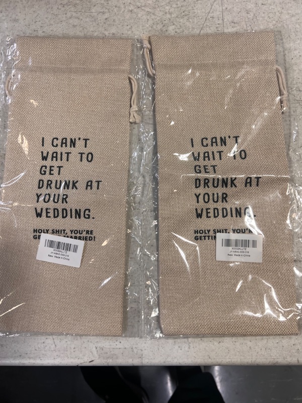 Photo 2 of 2 PACK-Wedding Wine Bag, Gift for Engagement Bridal Shower ?Newly Wed Bride To Be Groom?Burlap Bags-2