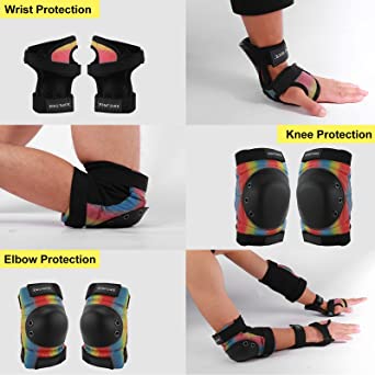 Photo 3 of Adult/Kids/Youth Knee Pad Elbow Pads, XINDAER Womens Skate Protective Gear Set 3 in 1 Knee and Elbow Pads Wrist Guards for Skateboard, Roller Skates, Skating, Scooter, Inline Skates, Cycling