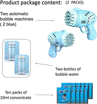 Photo 2 of 2Pack 23 Hole Bubble Machine - Best Gift for Halloween & Christmas - Birthday Gifts for Kids - Super Large Phantom Light Automatic Bubble Machine for Indoor Outdoor Birthday Party