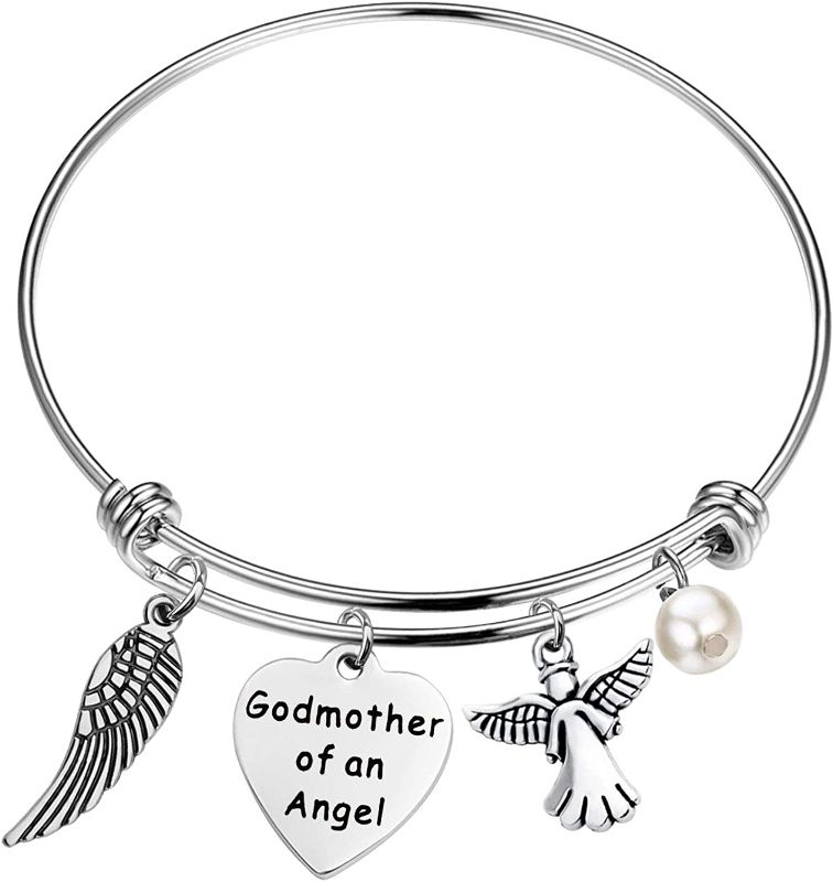 Photo 1 of bobauna Godmother Memorial Bracelet Godmother of an Angel Sympathy Jewelry Bereavement Gift in Memory of Godmother Aunt Sister