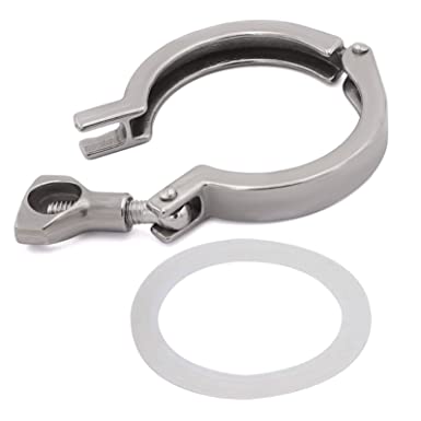 Photo 1 of 1-1/2 Inch Tri-clamp Stainless Steel 304 Single Pin Heavy Duty Tri Clamp with Wing Nut for Ferrule TC with Silicone Gasket - Factory Seal