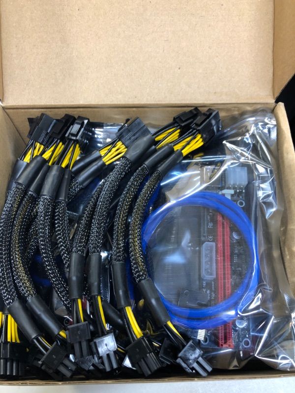 Photo 2 of 12 Pieces PCI-e Riser Express Cable Set 1X to 16X GPU Riser Adapter Extension Cable USB 3.0 and VGA 8 Pin Female to Dual 8 Pin Male Splitter Braided Sleeved Cable for Mining Powered Riser Adapter Card