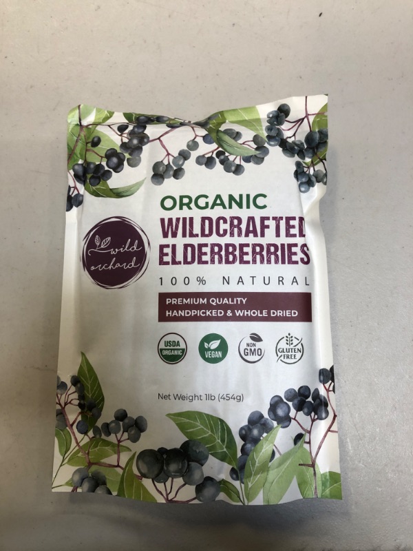 Photo 2 of 100% USDA Certified Organic Whole Dried Elderberries (Sambucus Nigra) | 1lb bag | Premium Quality | European Wildcrafted | Natural Immune Support | Vegan | Non-GMO | Gluten Free | Recyclable Packaging Best By 10 2022
