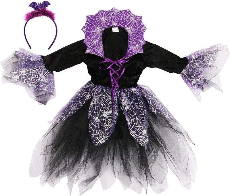 Photo 1 of KIMI HOUSE size small 4-6 Witch Costume for Girls, Perfect for Halloween, Witch Dress up Party
