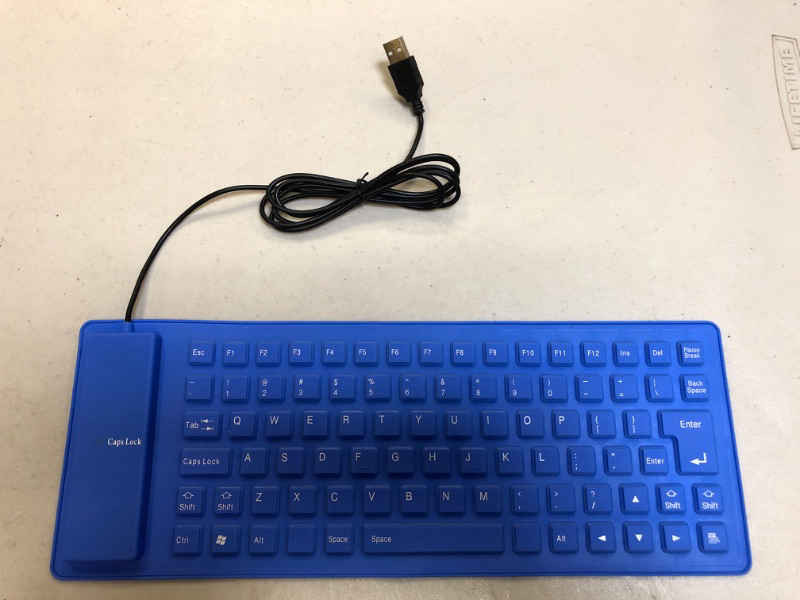 Photo 2 of Foldable Silicone Keyboard, USB Wired 85 Keys Waterproof Rollup Silent Typing Soft Touch Keyboard for PC Notebook Laptop(Blue)