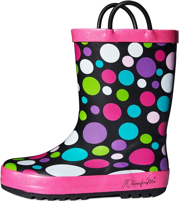 Photo 1 of K KomForme Kids Rain Boots Waterproof Printed Rubber boots with Handles. 9T
