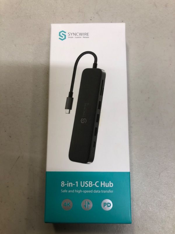 Photo 2 of Syncwire USB C Hub 8-in-1 USB C Adapter with 4K HDMI, 100W Power Delivery, USB-C 3.0 and 2 USB-A 3.0 5Gbps Data Ports, SD and microSD Card Reader for MacBook Pro/iPad Pro/Type-C Laptop and More