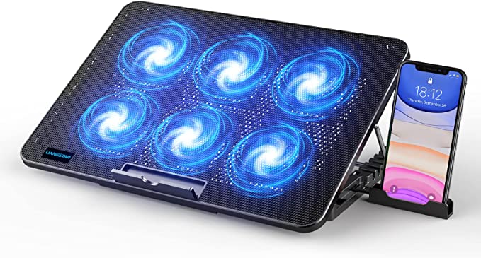 Photo 1 of LIANGSTAR Laptop Cooling Pad, Laptop Cooler with 6 Quiet Fans for 12-17 Inch Notebook Gaming Fan Stable Stand, 7 Height & Wind Speed Adjustable, 2 USB Port 