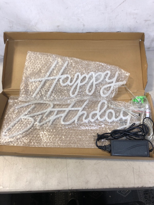 Photo 3 of ATOLS Happy Birthday Large Neon Sign for Wall Decor, with Dimmable Switch, Reusable Happy Birthday Neon Light Sign for All Birthday Party Decoration, Size-Happy 16.5x8inch, Birthday 23 X 8inch
