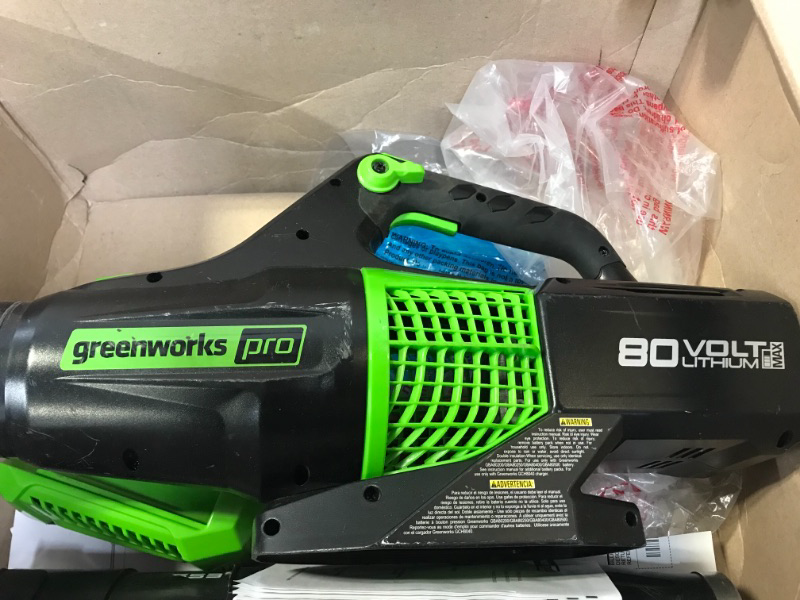 Photo 4 of *MISSING BATTERY* Greenworks Pro 80V (145 MPH / 580 CFM) Brushless Cordless Axial Leaf Blower, Charger Included BL80L2510
