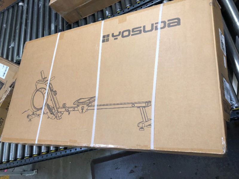 Photo 2 of YOSUDA Magnetic/Pro Magnetic/Water Rowing Machine 350 LB Weight Capacity - Foldable Rower for Home Use with LCD Monitor, Tablet Holder and Comfortable Seat Cushion 01-Rowing Machine - ONE END OF BOX CAME OPEND