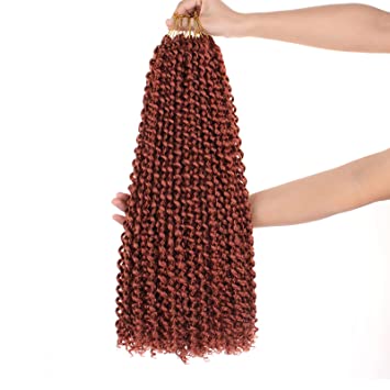 Photo 1 of Leeven 18 Inch Water Wave Passion Twist Crochet Braids Hair for Butterfly Locs Crochet Hair Hot Water Setting Copper Red Passion Twists Braiding Hair 1 Pc Long Bohemian Braids Hair 350#