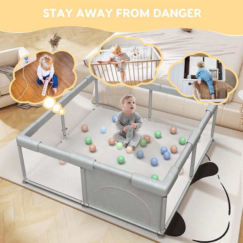 Photo 1 of Baby Playpen Baby Playard, Playpen for Babies and Toddlers with Gate, 51x51" Baby Fence, Sturdy Safety Playpen, Indoor & Outdoor Kids Activity Center (with Anti-Slip Base)