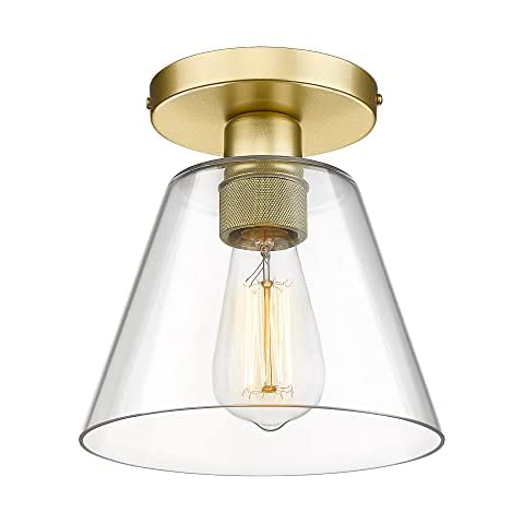 Photo 1 of AUTELO Semi Flush Mount Ceiling Light Fixture, Gold Hallway Light, Clear Glass
