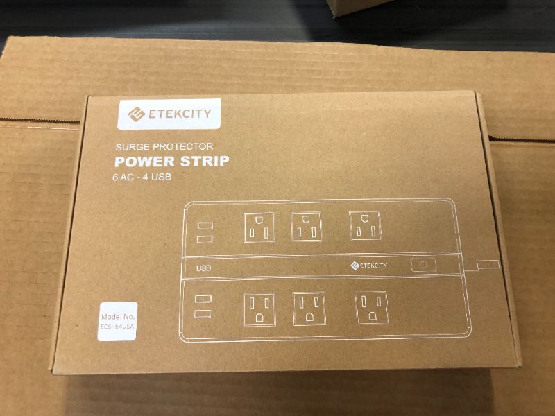 Photo 2 of Etekcity 6-Outlet Surge Protector Power Strip with 4 USB Charging Ports