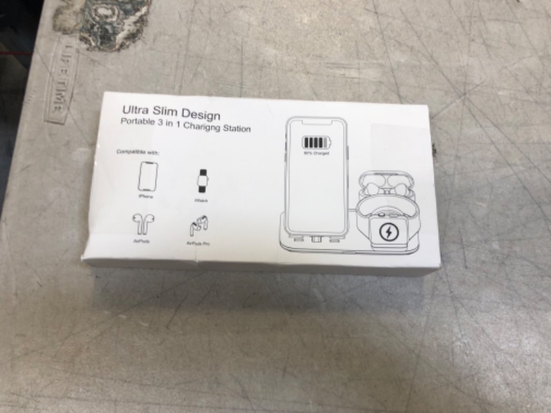 Photo 1 of OLEBR 3 in 1 Charging Station for Multiple Devices Apple Bedside Charging Stand for iPhone and Apple Watch 7/6/SE/5/4/3/2/1 Charging Dock for AirPods Pro/3/2/1 (with 12W Fast Charger) White