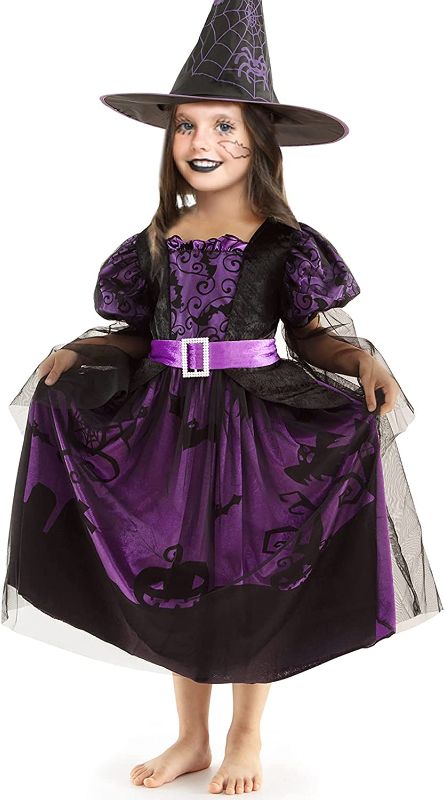 Photo 1 of Halloween Witch Costume Set Fancy Party Dress Outfit for Girls size M
