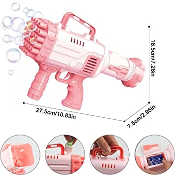 Photo 2 of 34 Hole Gatling Automatic Bubble Gun ?Rocket Boom Bubble Gun? Bubble Bazooka Gun?Indoor Outdoor Party Wedding Social Outing ? Electric Automatic Bubble MachineToys Gifts for Boys and Girls. (Pink)