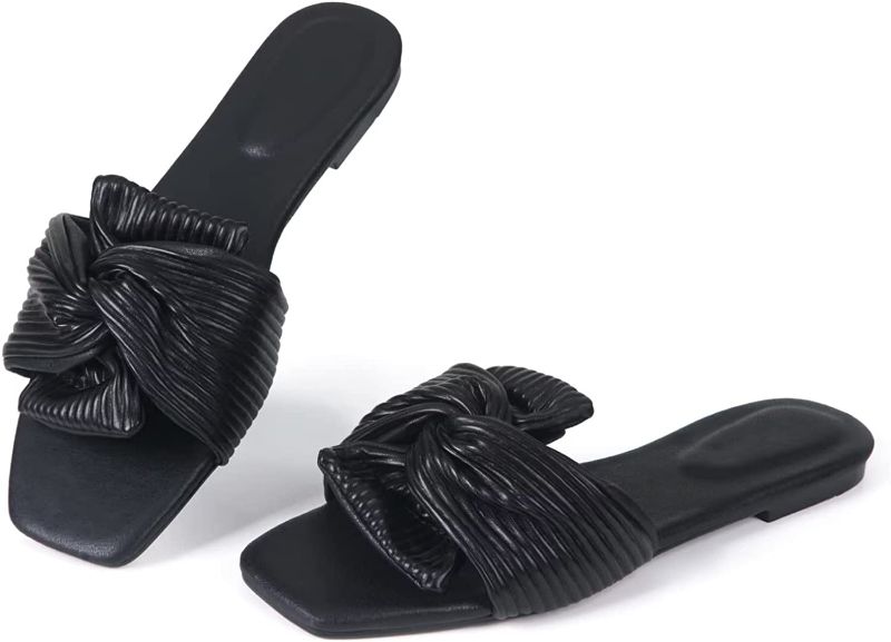Photo 1 of MUSSHOE Womens Sandals Slip on Cross Knot Sandals for Women Dressy Summer 8