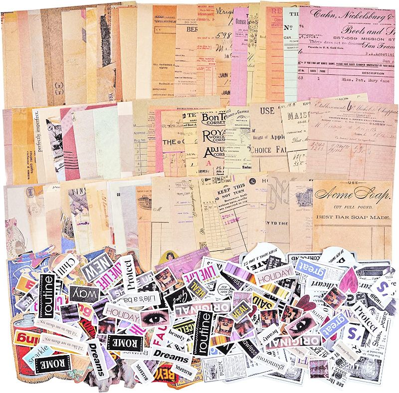 Photo 1 of Agwut 280PCS Vintage Scrapbook Sticker Paper Pack, Scrapbooking Supplies Pack for DIY Journaling Junk Planner Collage Album Diary (Romantic)
