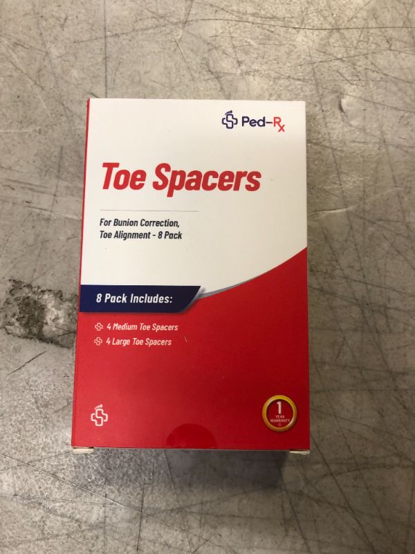 Photo 2 of [8 Pack ] Ped-Rx Silicone Gel Toe Separators Spacers - to Correct Bunions, Hallux Valgus, Straighten Overlapping Toes, Realign Crooked Toes, Hammer Toe (4 Bigger, 4 Smaller)
