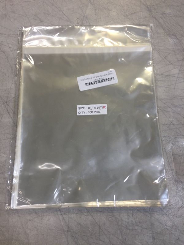 Photo 2 of 100 Pcs Resealable Cello Cellophane Bags 8 7/16 X 10 1/4 (P), Tape Strip on Body for 8x10 Prints
