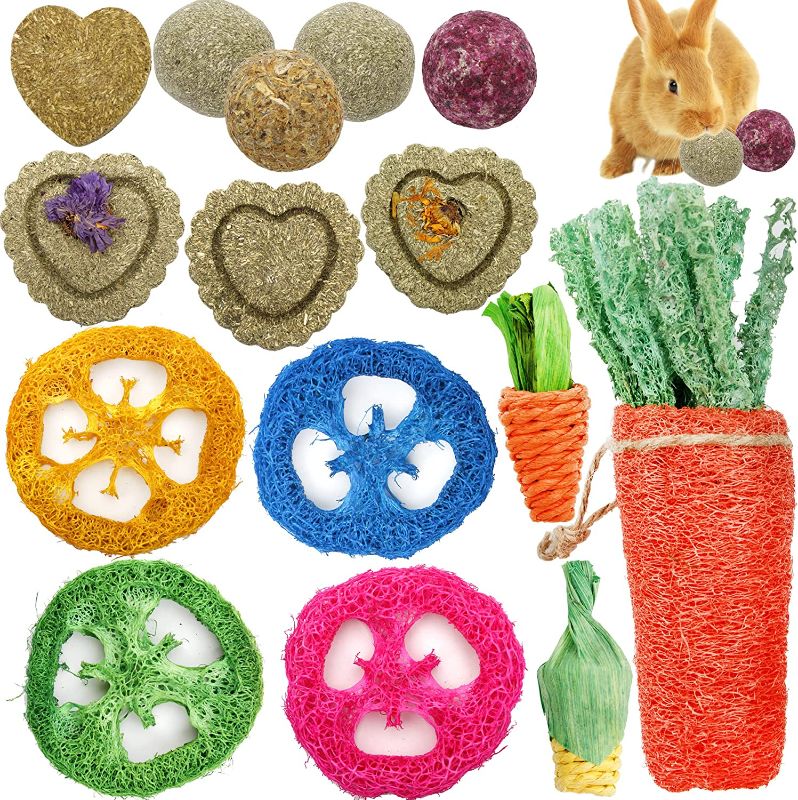 Photo 1 of Youngever 15 Pack Rabbit Chew Toys, Small Animal Chew Toys, Chew Treats Toys and Balls for Bunny, Rabbit, Hamster, Guinea Pig  -- FACTORY SEALED --
