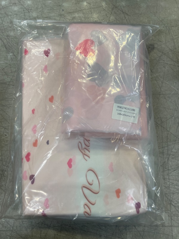 Photo 1 of 4Pcs Falling Pink Love Hearts Shower Curtain Sets, Bathroom Shower Curtain Set with U Shaped Non-Slip Rugs and Fabric Polyester Accessories Small:66'x72'+18'x30'+14'x18'+15'x18' Love