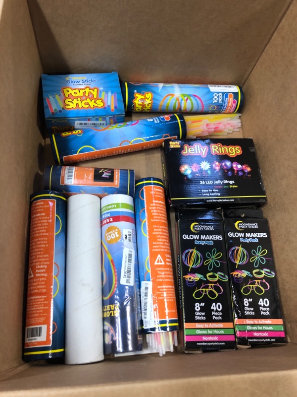 Photo 1 of 11 PACKS OF VARIES SIZES OF PartySticks Glow Sticks Party Supplies 
OPEN BOX ITEM 
