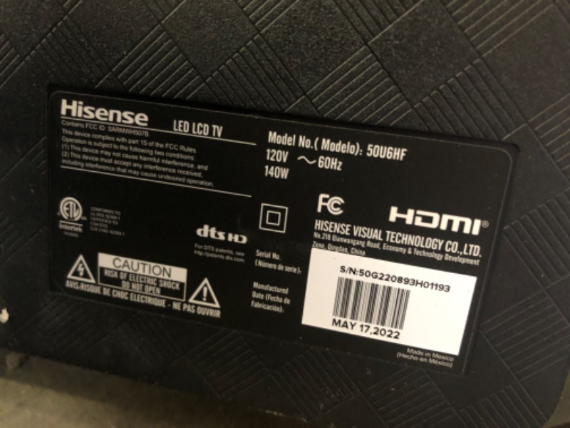 Photo 4 of Hisense 50-inch ULED U6 Series Quantum Dot QLED 4K UHD Smart Fire TV (50U6HF, 2022 Model) 50-Inch Fire TV
USED OUT OF BOX ITEM 