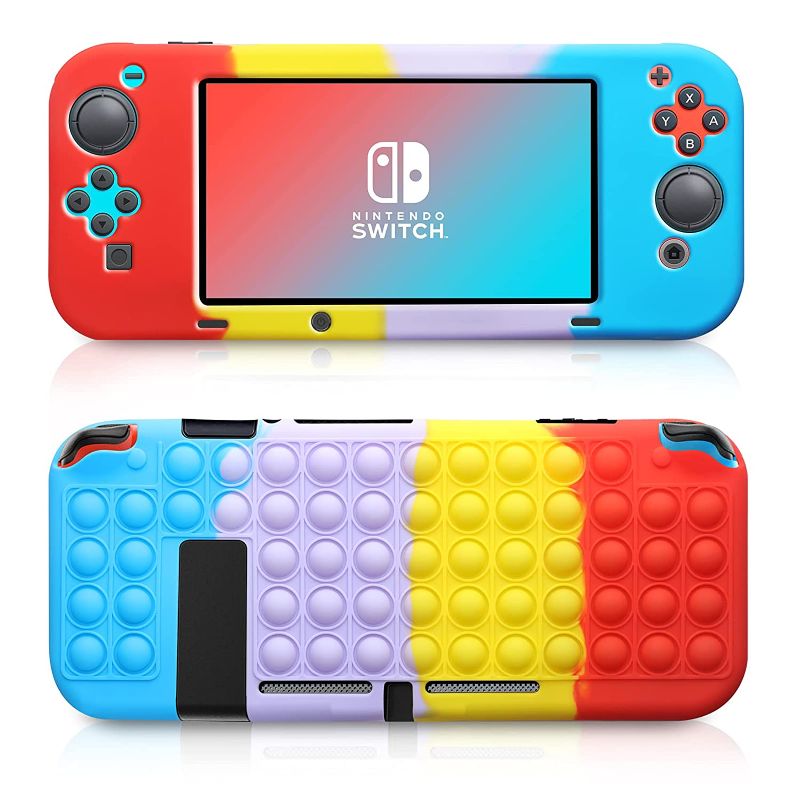 Photo 1 of ATESSON Pop Bubbles Silicone Case Compatible with Nintendo Switch 6.2, Anti-Anxiety Case for Kids and Adult (Red)
