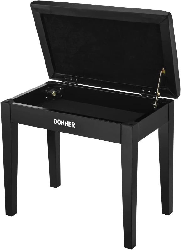 Photo 1 of 
Donner Piano Bench with Storage, Solid Wood Keyboard Bench Piano Bookcase Stool Chair Seat with High-Density Sponges Pad, Black
Color:Black
Style:Solo Piano Bench